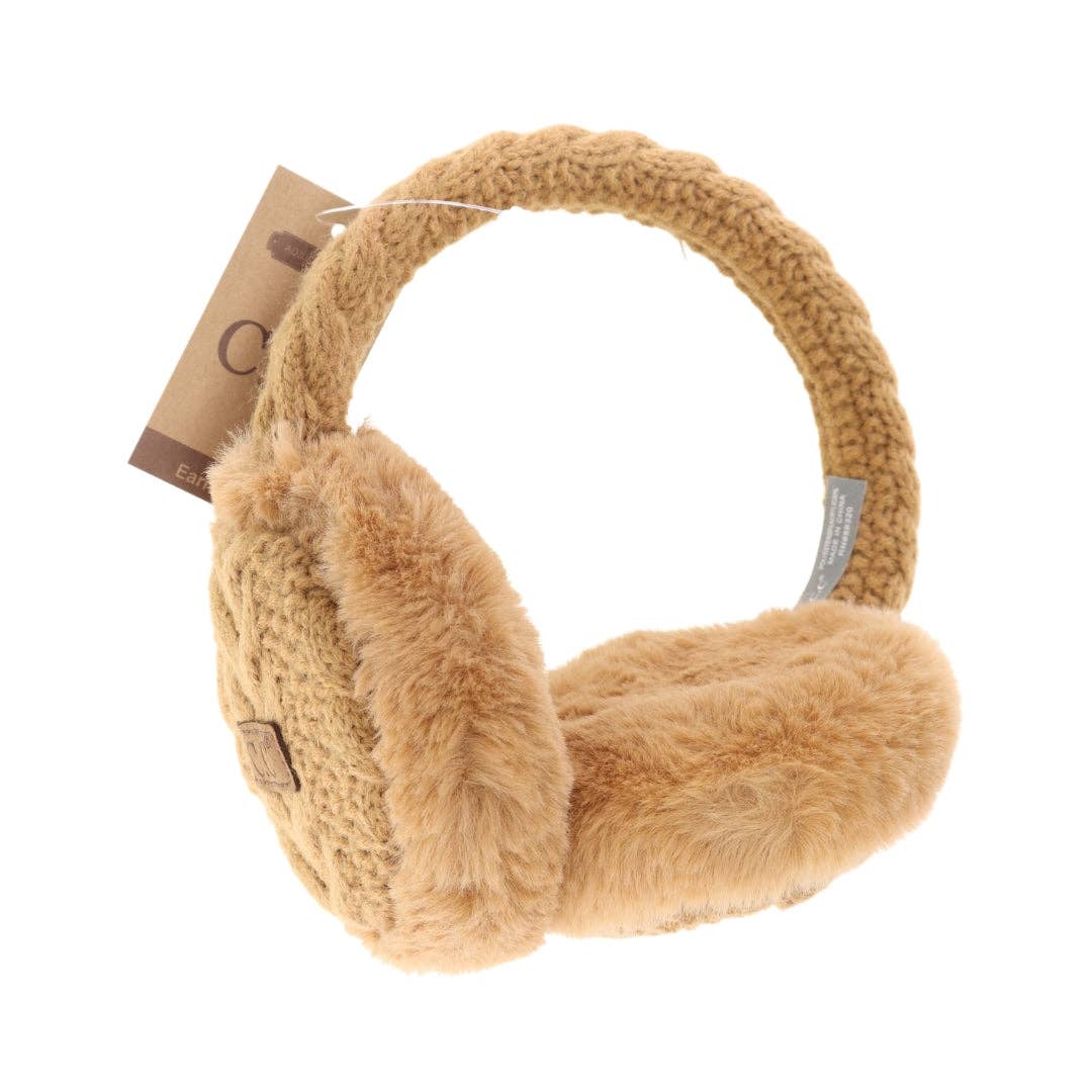 Cable Knit Faux Fur Earmuff