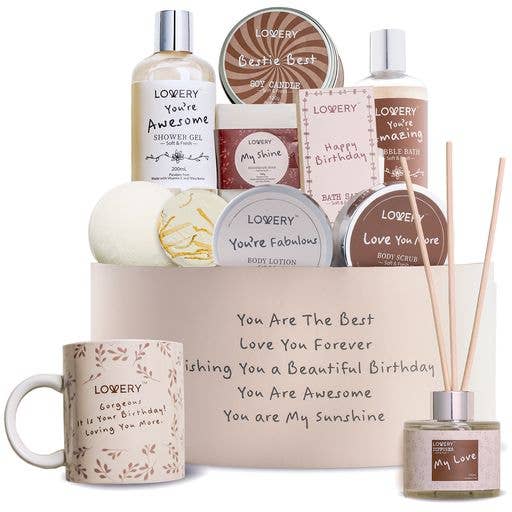 Birthday Gift Basket, Bath and Spa Gift Set for Women