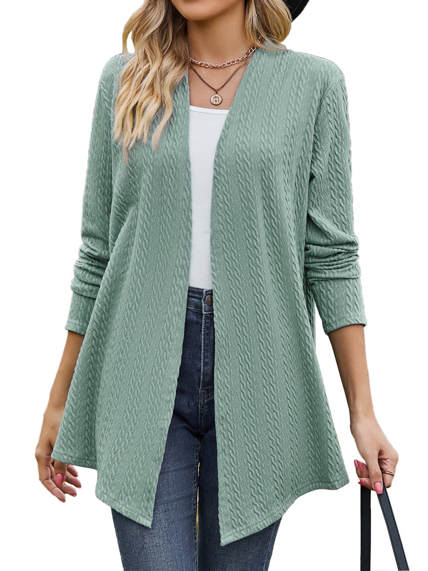 Solid Color Long Sleeved Loose Cardigan Jacket