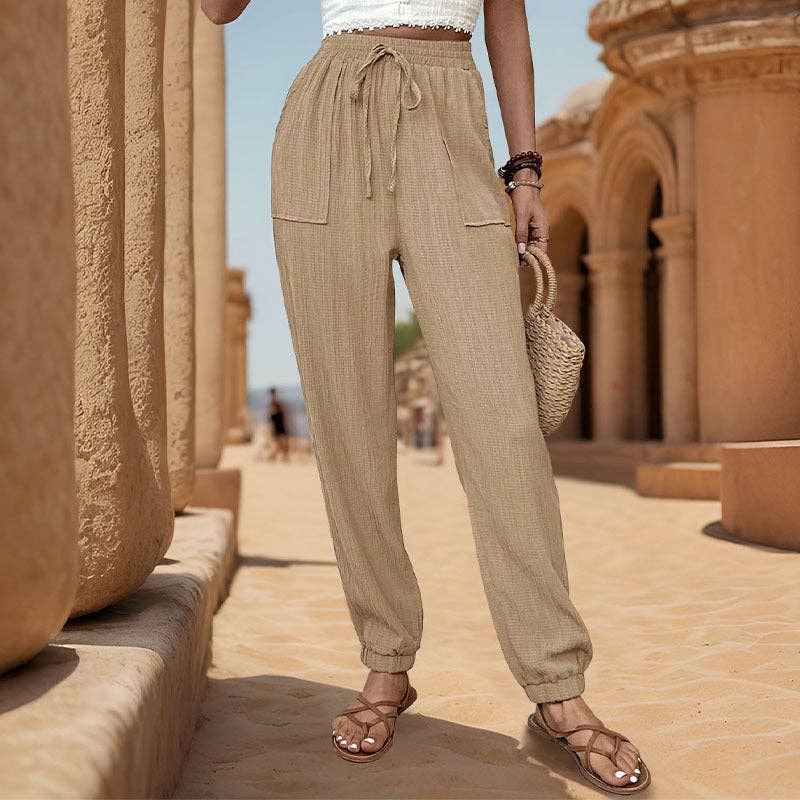 Women's Textured Solid Color Casual Pants