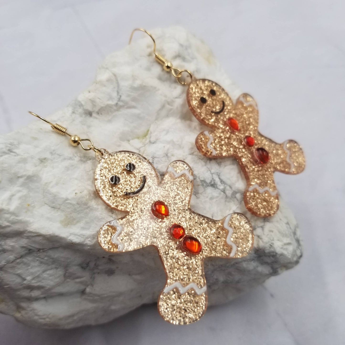 Sparkle Gingerbread Acrylic Christmas Earrings