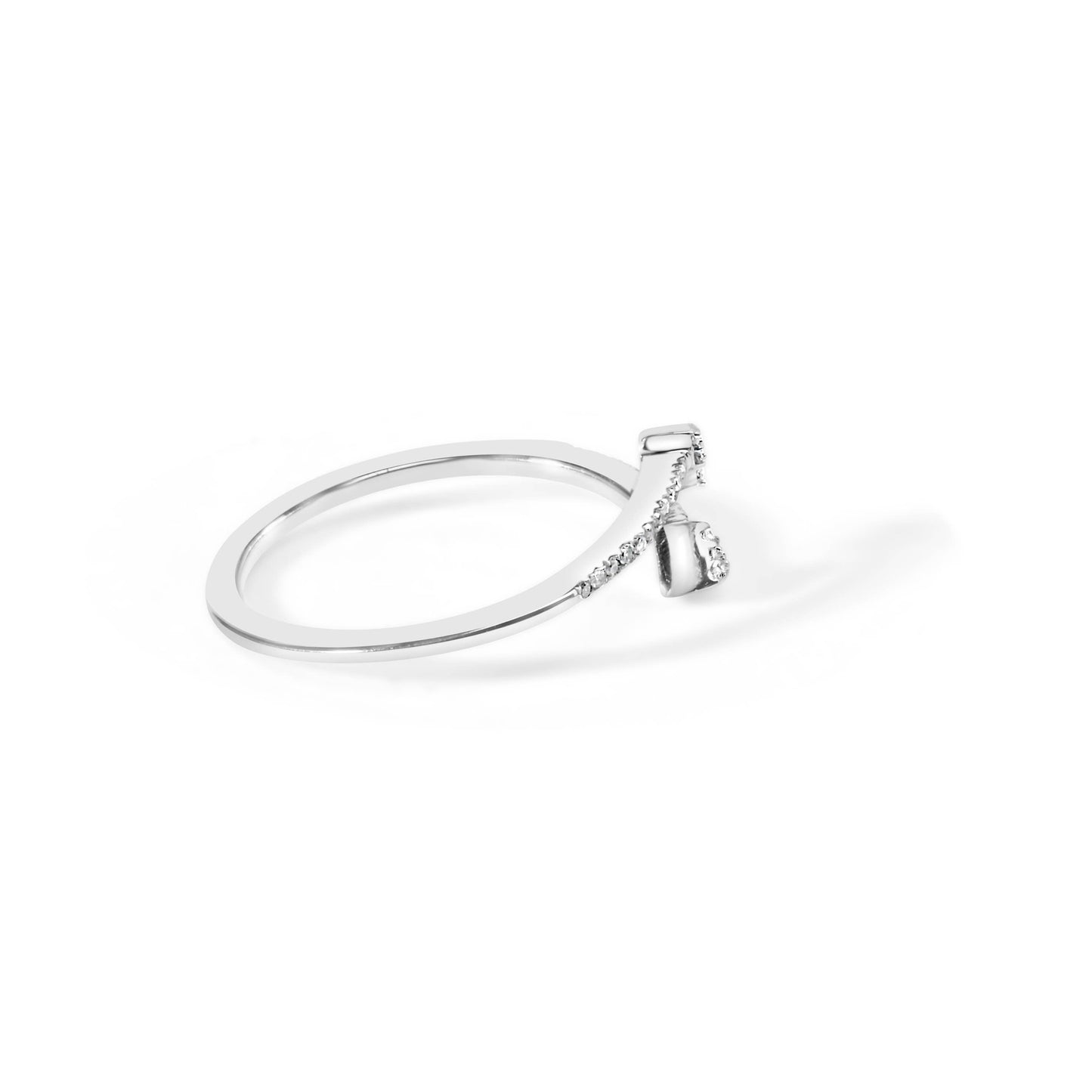 Sterling Silver 1/5 Carat Diamond Double Arrowhead Open Ring