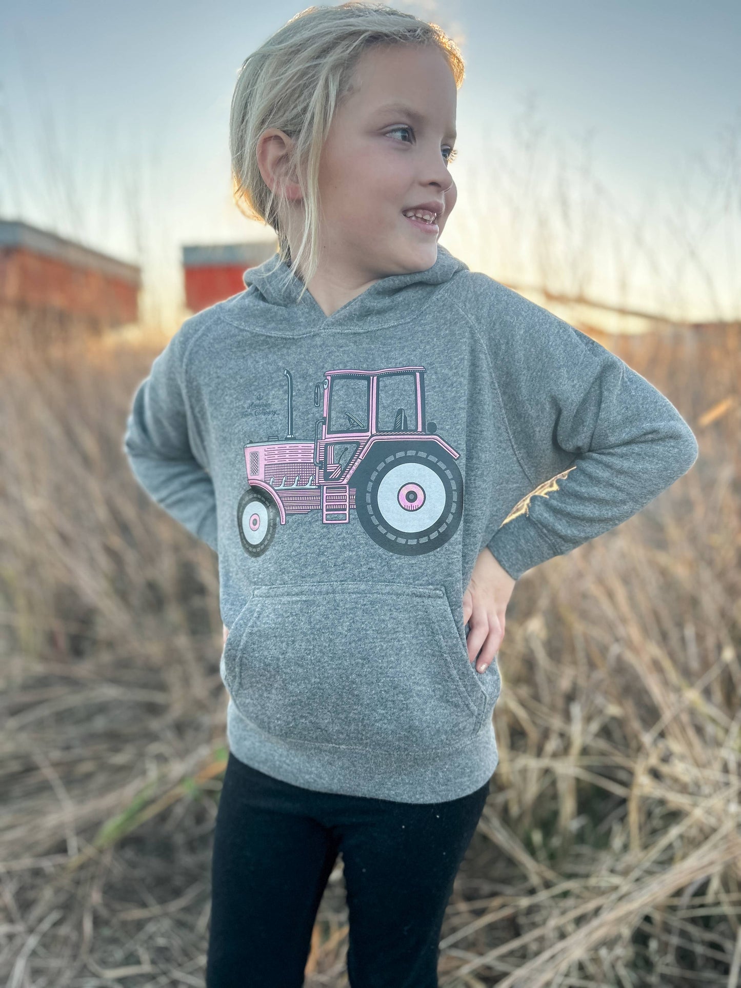 Western 'Pink Tractor' Youth & Toddler Hoodie