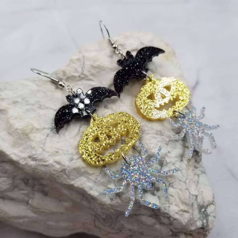 Sparkle Acrylic Goth Halloween Earrings