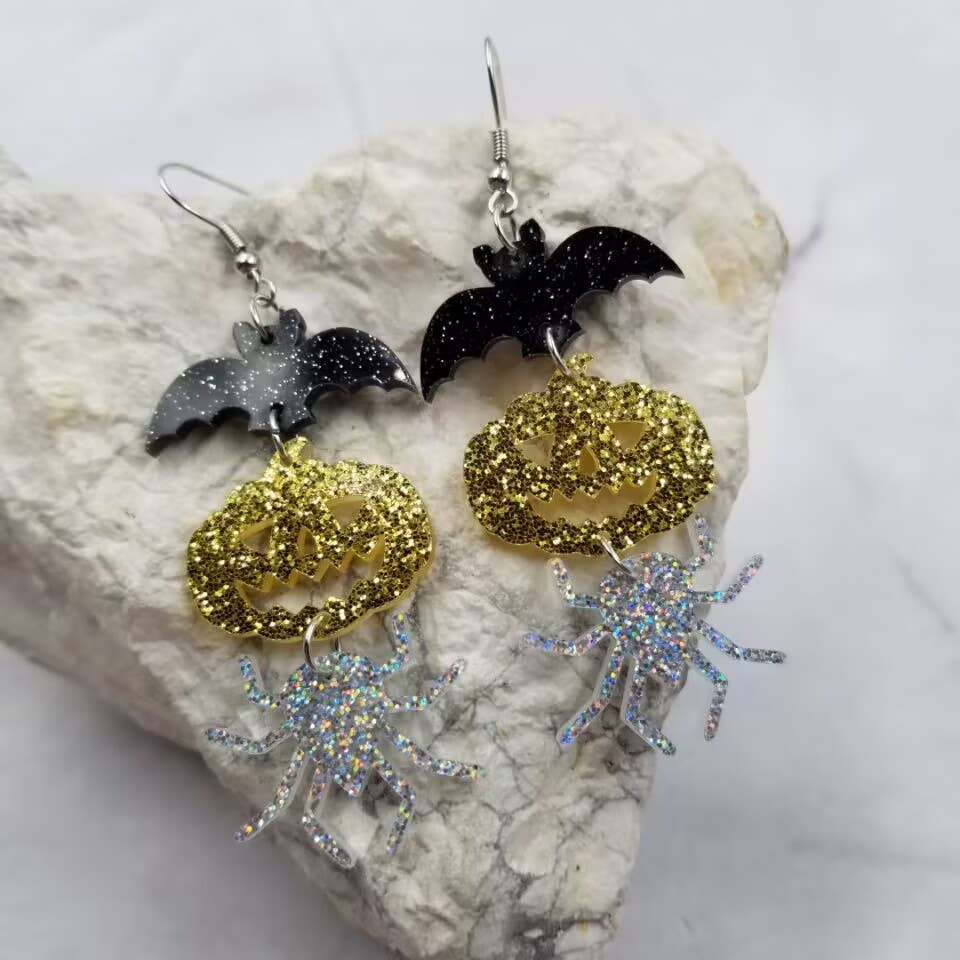 Sparkle Acrylic Goth Halloween Earrings