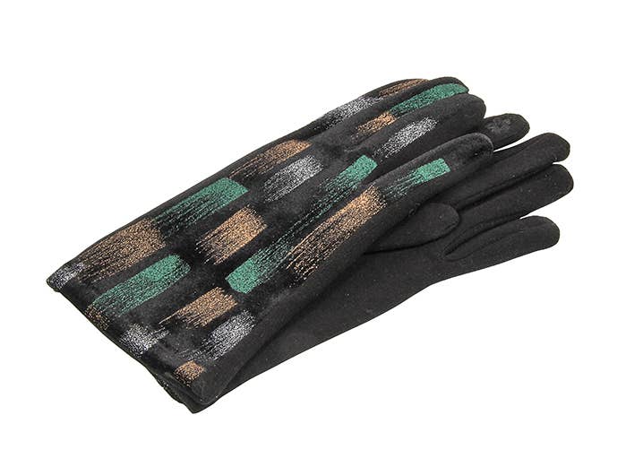 Velvet Paint Strokes Fleeced Lined Gloves