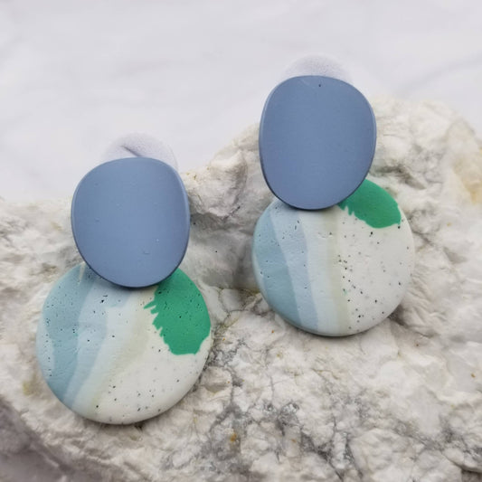 Blue Polymer Clay Earrings