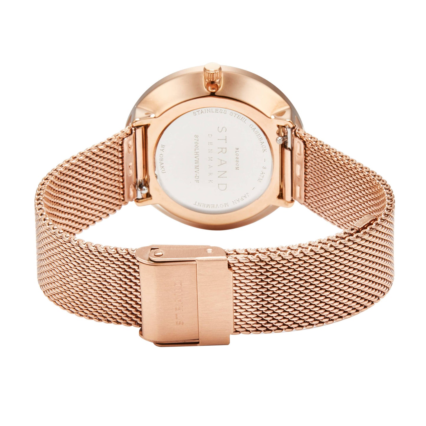 Blossom - Rose gold flower embossed dial mesh watch