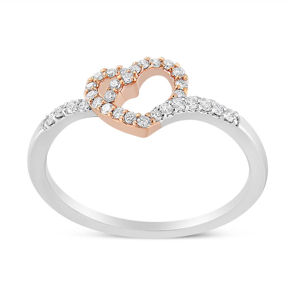 14K Gold Over Silver 1/5 Ct Diamond Open Heart Promise Ring