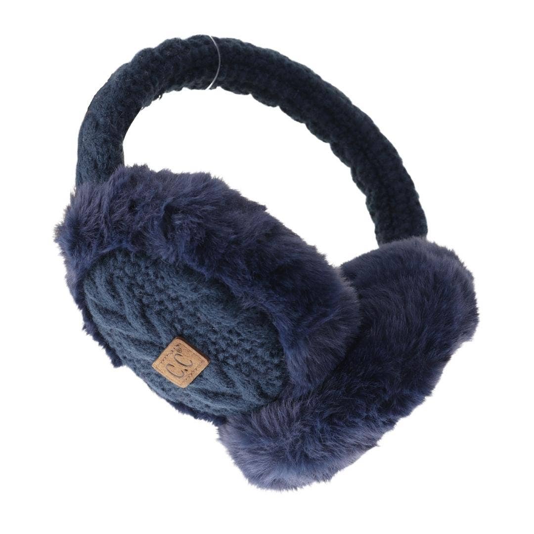 Cable Knit Faux Fur Earmuff